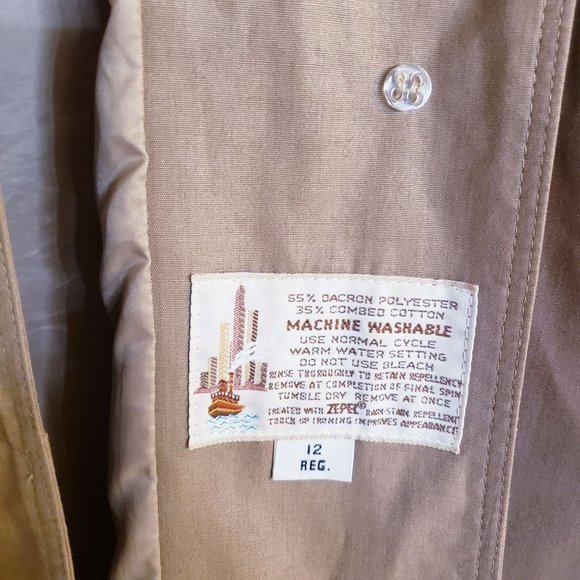 Vintage Misty Harbor Trench Wrap coat size 12US single breast Khaki mid calf - Picture 4 of 16